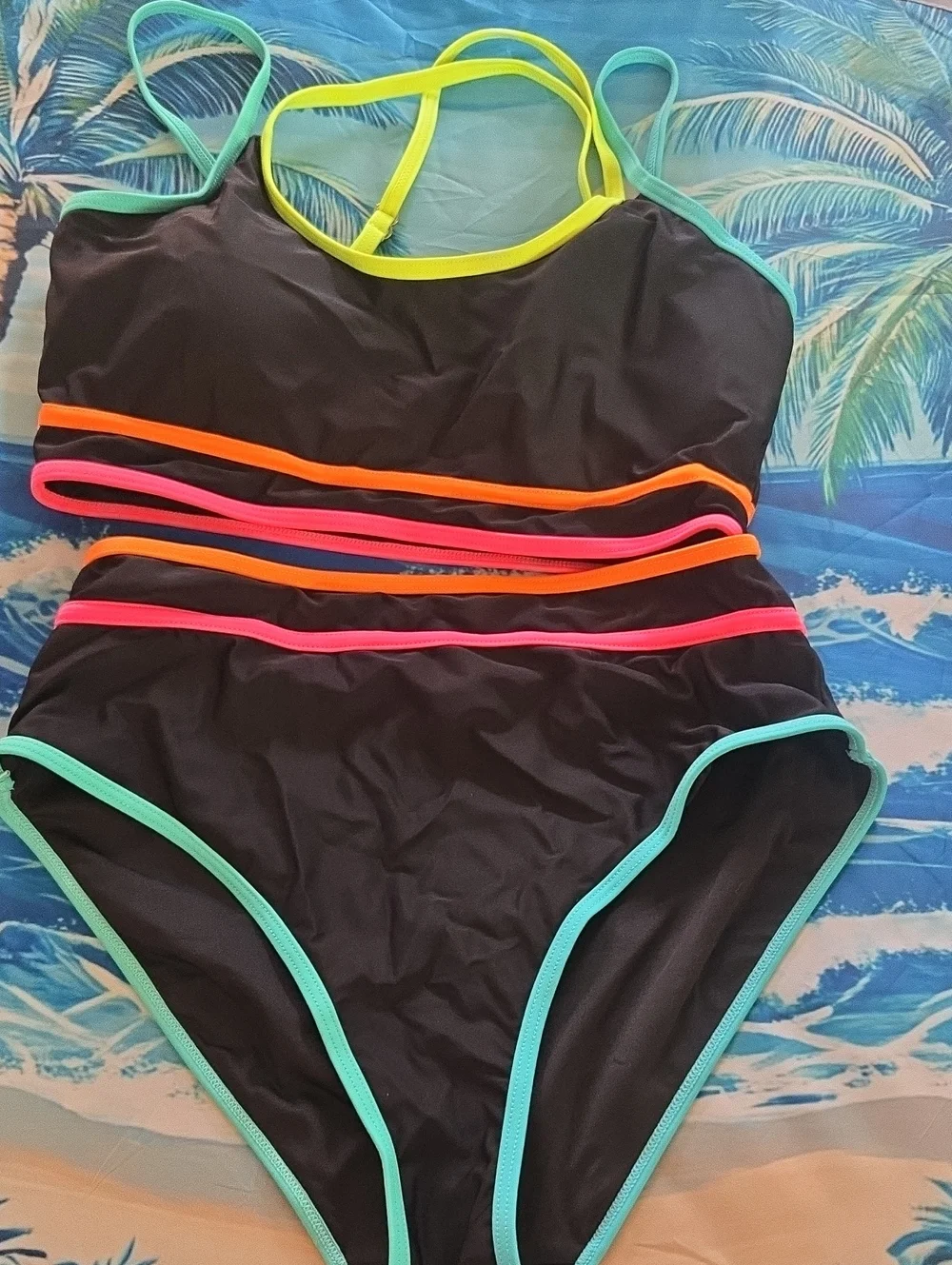 ☆Neon Trim Black Bikini Set 2 Available Medium